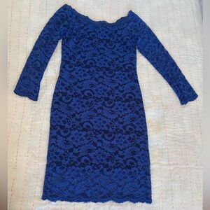 Elegant Blue Lace Dress
